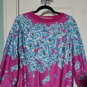 Floral Pink and Blue Women's Sweatshirt